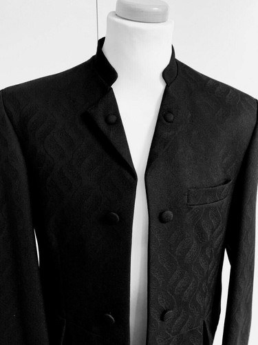 Black brocade nehru collar - black,