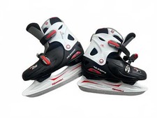 4. Nijdam adjustable ice skates uk5-7 white black red need a clean and sharpen 