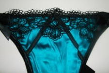 Bnwt La Senza Georgia Thong 8 10 12 14 16 Teal Silk Black Lace