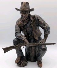 John Wayne Cowboy Sitting On Log Cold Cast Bronze Screen Legend Statue Veronese