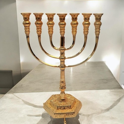 Large authentic menorah gold - menorah,
