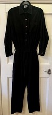 Lucy & Yak Black Cord Corduroy Long Sleeve Jumpsuit Boiler Suit Size L
