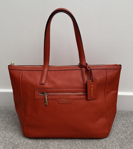 Leather kew handbag orange - in,