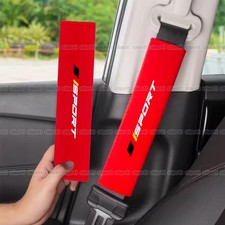2Pcs Red Car Seat Belt Cover Shoulder Pad Cushion Protector Trim Accessories .
