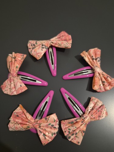 Peach floral hair bow - peach,