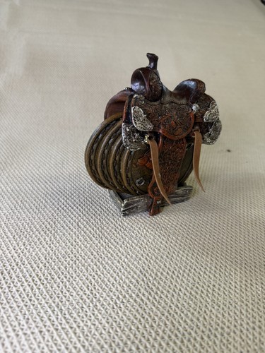 Cowboy saddle and coasters - cowboy,