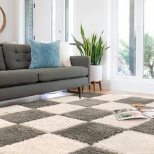 10pcs Carpet Squares Puzzle Floor Mat,30x30cm Plush 30x30cm, Beige & Grey 