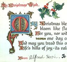 Christmas card postcard illumination religious poem verse embossed #24 vintage