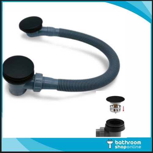 Black concealed bath overflow - black,