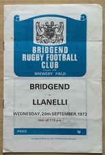 1973 BRIDGEND v LLANELLI programme