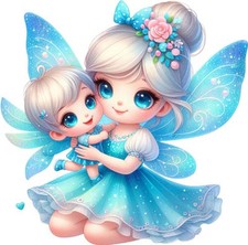 Watercolour Mother's Day Fairy Wall Art Bedroom Van Vinyl Sticker Decal 6 Sizes