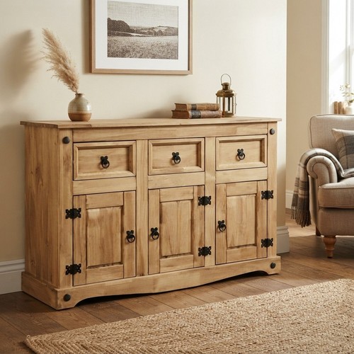 Antique stained pine sideboard - antique,