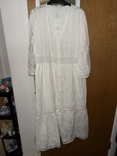 ZARA WHITE Broderie MIDI DRESS