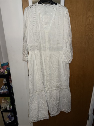 Zara white broderie midi - broderie,