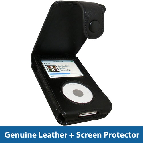 Black leather case cover - black,