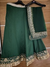 Designer Dark Green Green Mirror Pure Silk Lehenga for Wedding and Party Wear