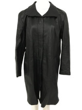 WOODLANDS Ladies UK16 Vintage Classic Black Long Button Up Overcoat Pre-Loved 