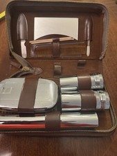 1940s Vintage Men’s Travel Grooming Kit  Enclosed In Leather Zipped Case. VGC