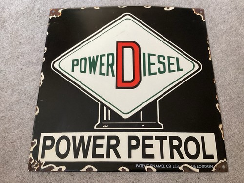Power diesel enamel sign - power,