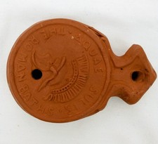 Replica Terracotta Roman Oil Lamp Aqua Sulis Roman Baths Design L 9.5cm