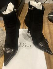 Dior Galliano 2003 Vintage Hardcore Suede Boots Metal Plaque Size 37 U.K. 4