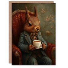 Red Squirrel Tea on Armchair