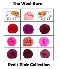Red Pink Wool Roving  - Merino Fibre for Spinning Needle & Wet Felting 3D Art ?