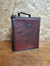 Vintage Shell Motor Spirit Racing 2 Gallon Petrol Oil Can Tin With Brass Lid Cap