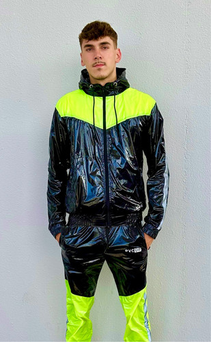 Shiny nylon jacket black - shiny,