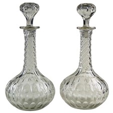 A good pair antique Victorian shaft & globe cut glass Decanters C.19thC