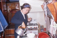 35mm Slide - Woman Pouring Water From Kettle In Very 1960s Kitchen, 1969