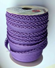 21m roll Purple 12mm Bias Binding Picot Scallop decorative lace  trim edging