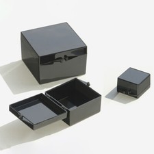 1Pcs Black Square Plastic Box Collection Toys Small Parts Receive Box Flip Box