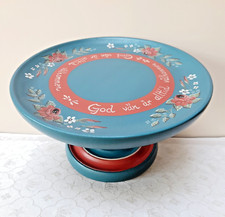 Swedish hand painted wooden cake stand