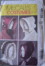 McCall's Costumes pattern M5129 Victorian bonnets 4 styles CUT