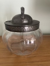 Liberty & Co Glass Pot With Pewter Rim & Lid
