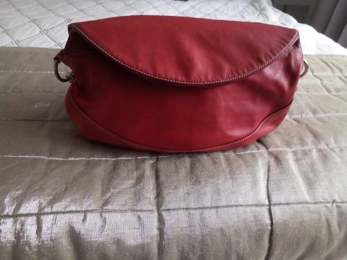 Large slouchy red leather bag - red,