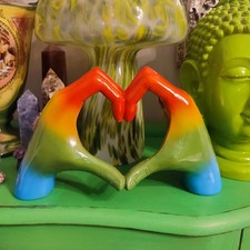 Heart Hands of Love Ornament Coloured Large Sculpture Decor Home Office Rainbow