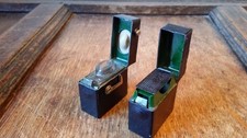 ANTIQUE LEATHER TRAVEL INKWELL