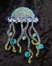 Large Jellyfish Brooch Vintage Inspired Deco Style Blue Sea Jewellery Gift
