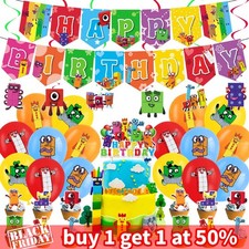 Building Block Theme Number Party Decoration Set Game Birthday Balloons Banner