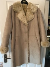 Ladies suede coat with faux