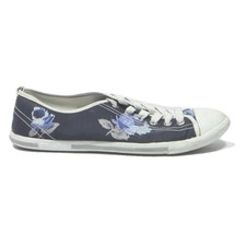 PRADA Womens Canvas Low Top Trainers Blue Floral UK 6 Designer Casual Shoes