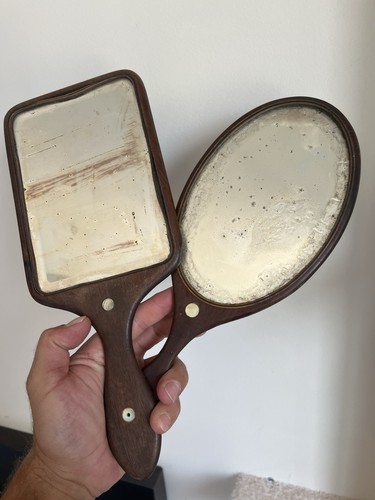 Antique mirrors wooden handles - antique,