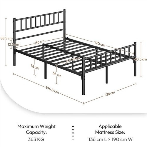 4ft6 double metal bed frame - 4ft6,