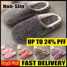 Mens Womens Ladies Slippers House Shoes Slip on Slippers Soft Plush Lined UK 4~8
