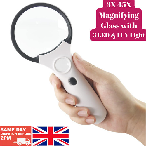 45x magnifying glass - glass, led