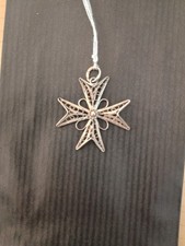 Silver Maltese Cross Stamped 917 Filigree Pattern 1" Across