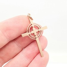 Antique 9ct 9k Rose Gold Celtic Cross Necklace Crucifix Pendant Gaelic Irish