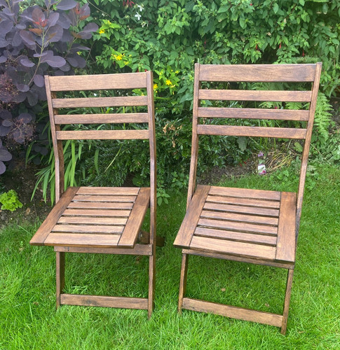 Pair dark wooden folding - dark,